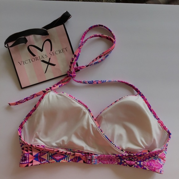 VICTORIAS SECRET PINK WRAP BIKINI TOP MEDIUM - Picture 2 of 11